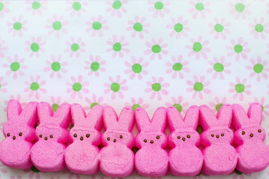 Pink Easter Bunny Peeps Row Wallpaper