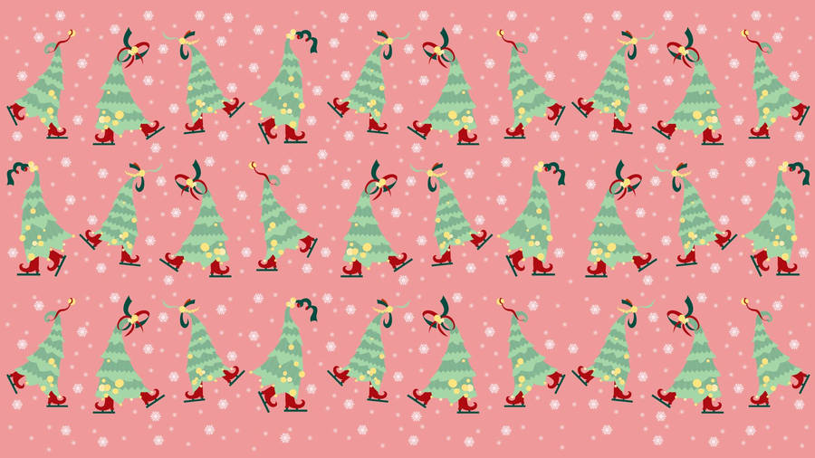 Pink Festive Christmas Trees Digital Art Wallpaper
