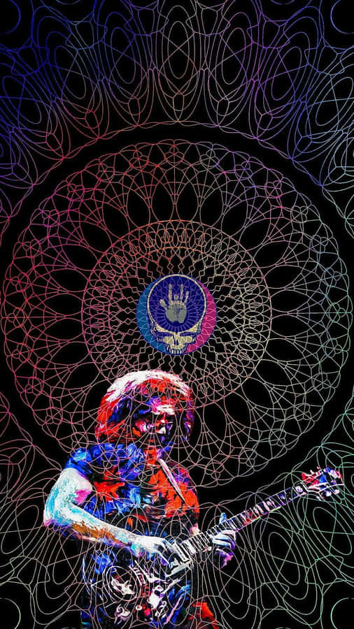 Playing Guitar Icon Of Grateful Dead Iphone Wallpaper