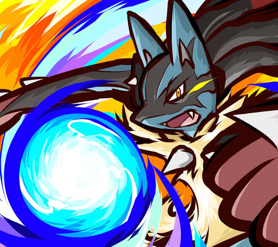 Pokemon Mega Lucario Aura Sphere Attack Wallpaper
