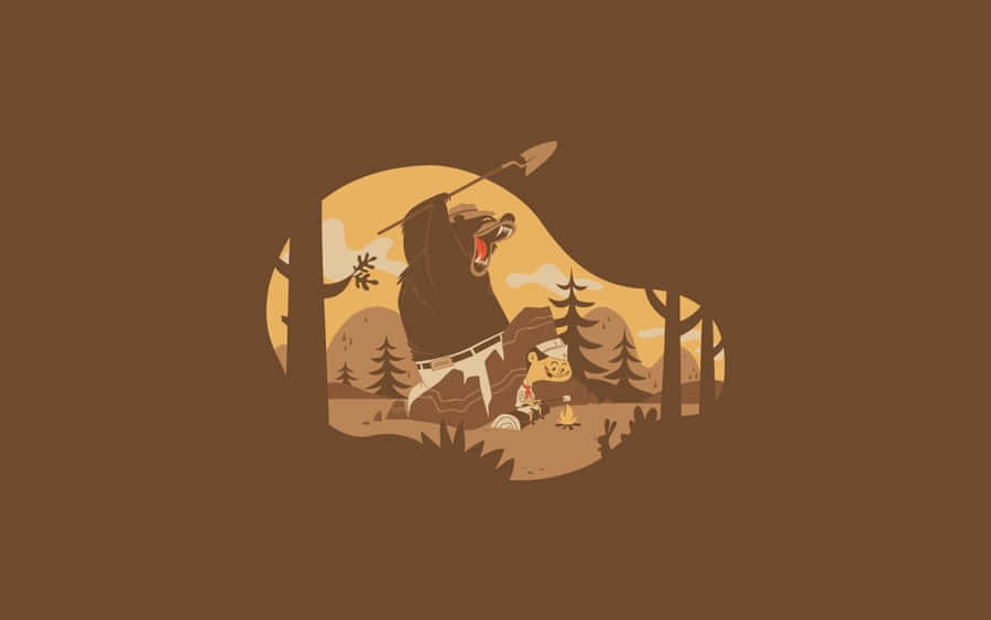 Polar Bear Chef Funny Simple Desktop Wallpaper