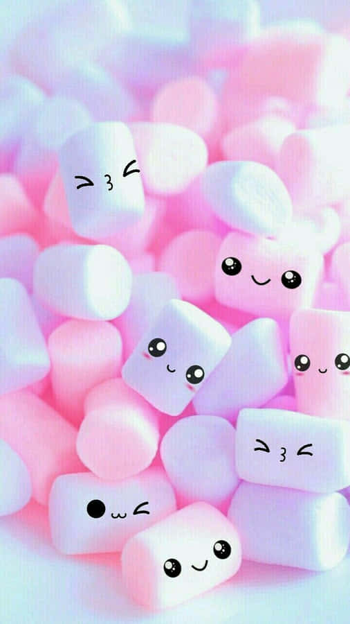 Pretty Cute Phone Smiling Marshmallows Wallpaper