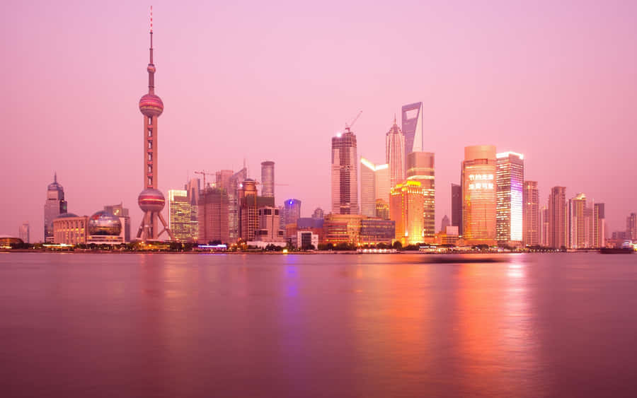 Pudong Pink City Skyline Wallpaper