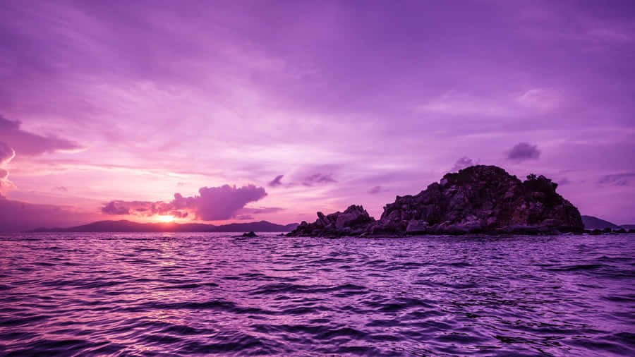 Purple Cool Island Sunset Wallpaper