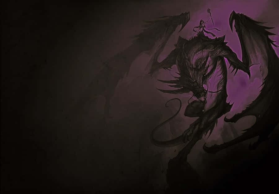 Purple Dragon With A Master Wallpaper
