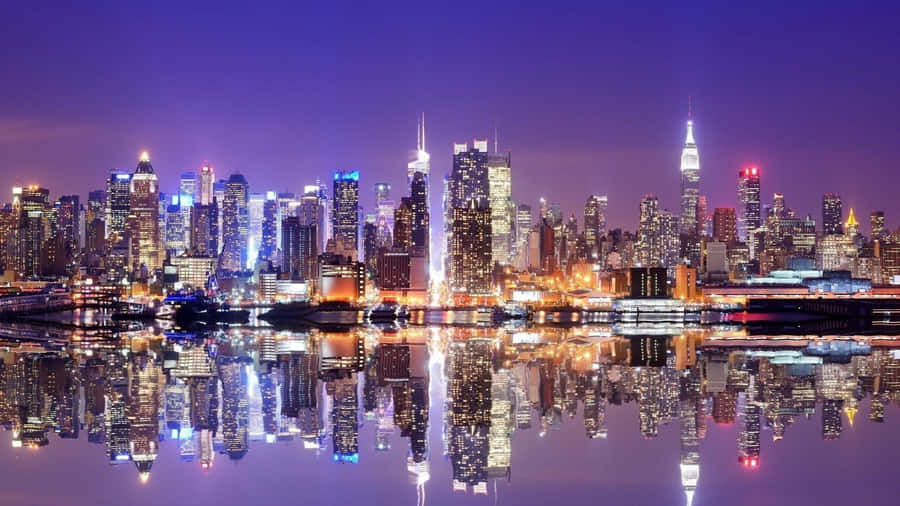 Purple Skyline Panoramic Desktop Wallpaper