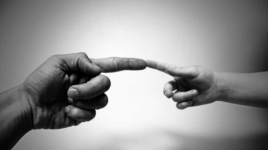 Real Hands Depiction Of Michelangelo The Creation Wallpaper