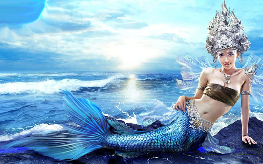 Real Mermaid With A Head Dress Wallpaper