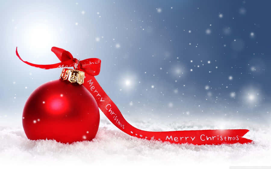 Red Cool Christmas Bauble Decorate Christmas Tree Wallpaper