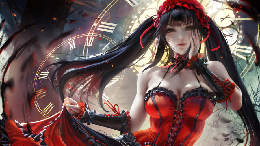 Red Dress Girl Edgy Pfp Wallpaper