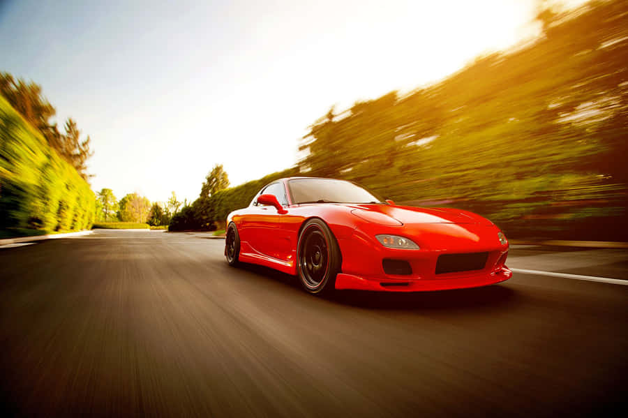 Red Mazda Rx7 Fc Classic Code With Speed Effect Wallpaper