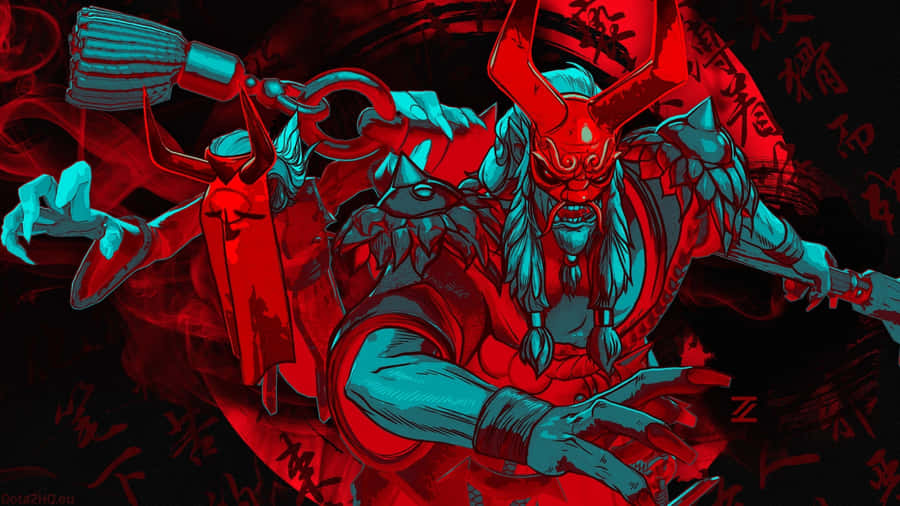 Red Oni Demon Artwork Wallpaper