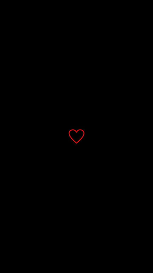 Red Outline Black Heart Iphone Wallpaper