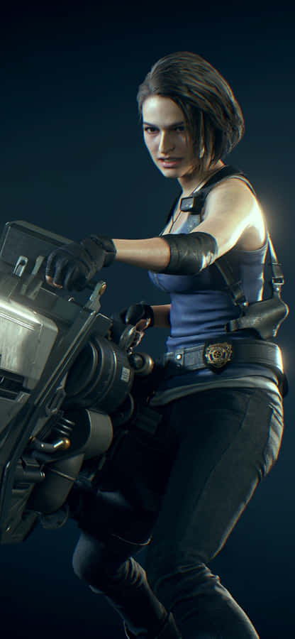 Resident Evil Iphone Girl With Laser Gun Wallpaper