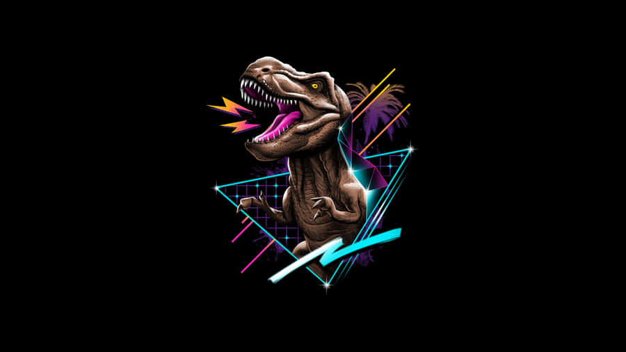 Retro_ Futuristic_ T Rex_ Desktop Wallpaper