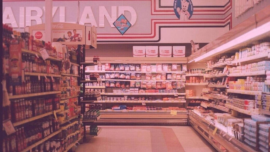 Retro Grocery Store Wallpaper