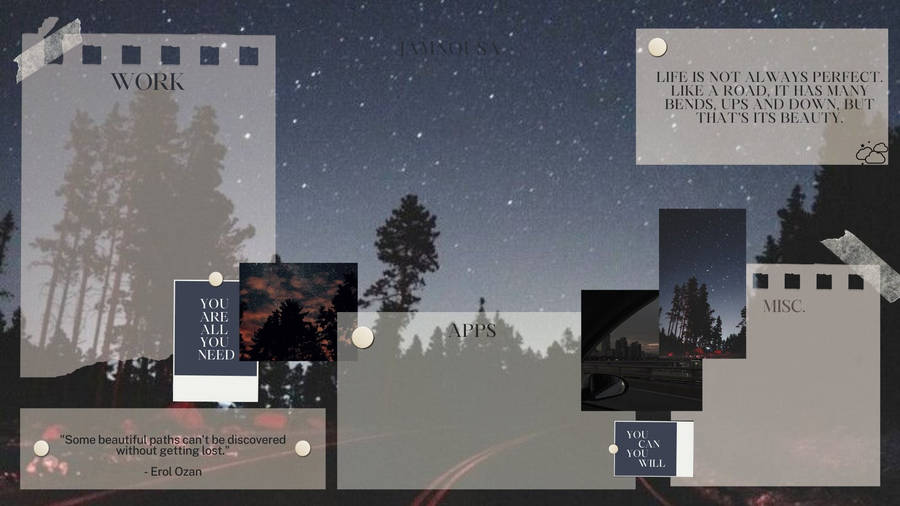 Road Trees Desktop Organizer Wallpaper