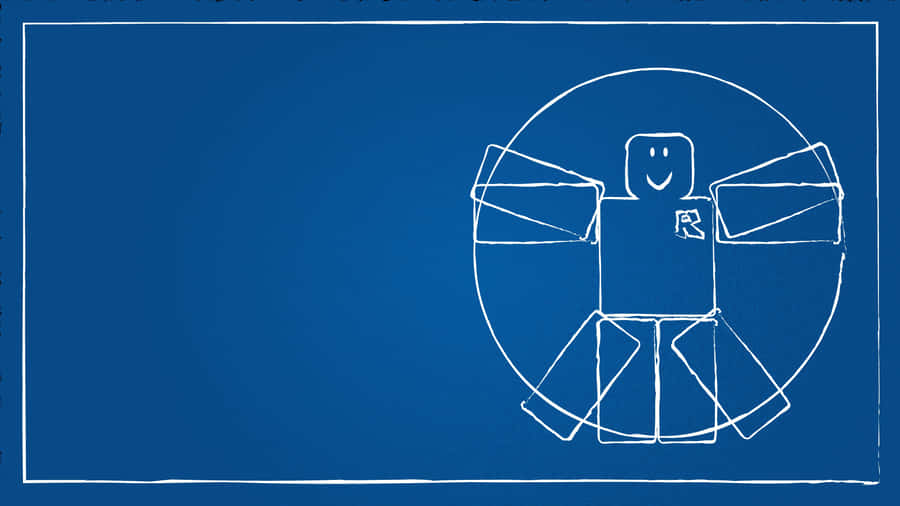 Roblox Character Sketch Blue Background Wallpaper