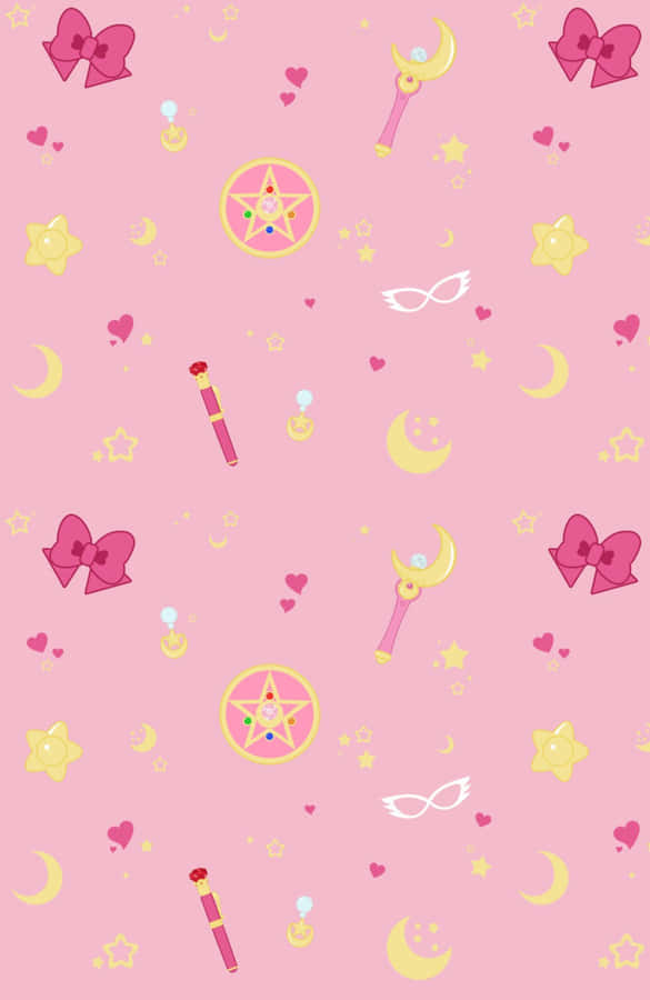 Sailor Moon Pattern In Her Many Big And Small Adventures Wallpaper