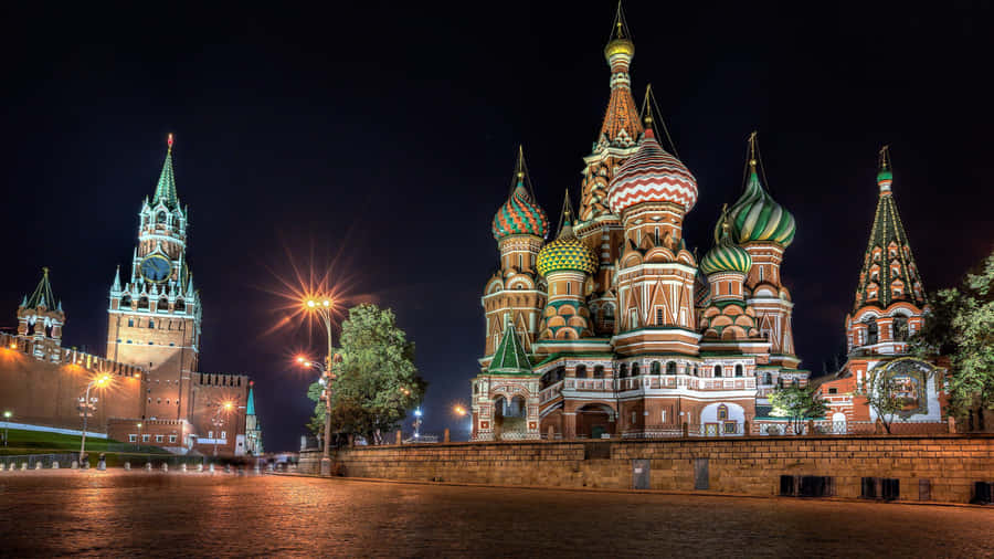 Saint Basils Cathedral And Spasskaya Tower Wallpaper