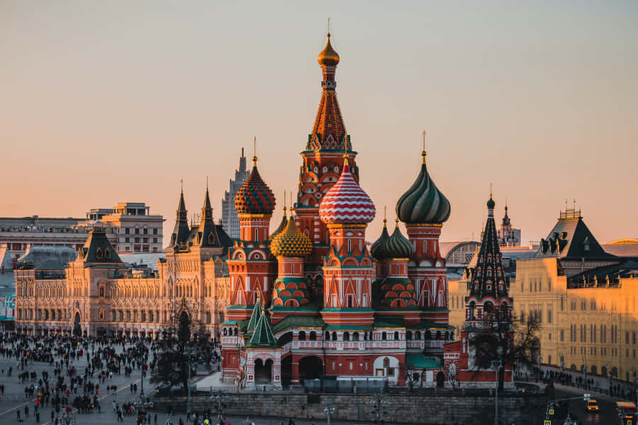 Saint Basils Cathedral At Golden Hour Wallpaper