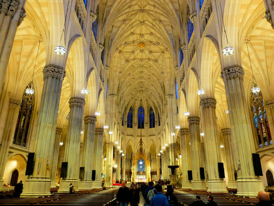 Saint Patrick's Cathedral Evening Interior Wallpaper
