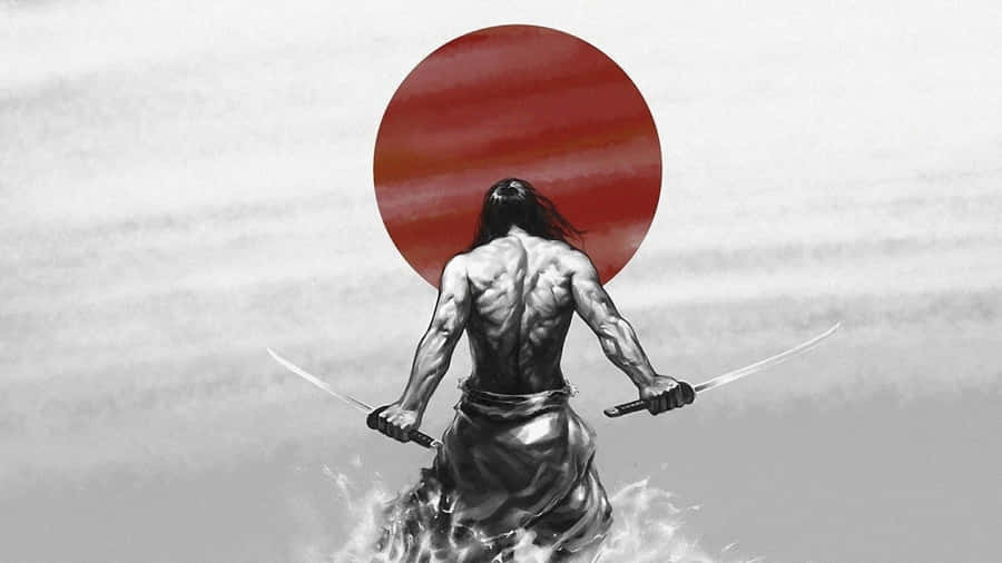 Samurai Silhouette Sunrise Wallpaper
