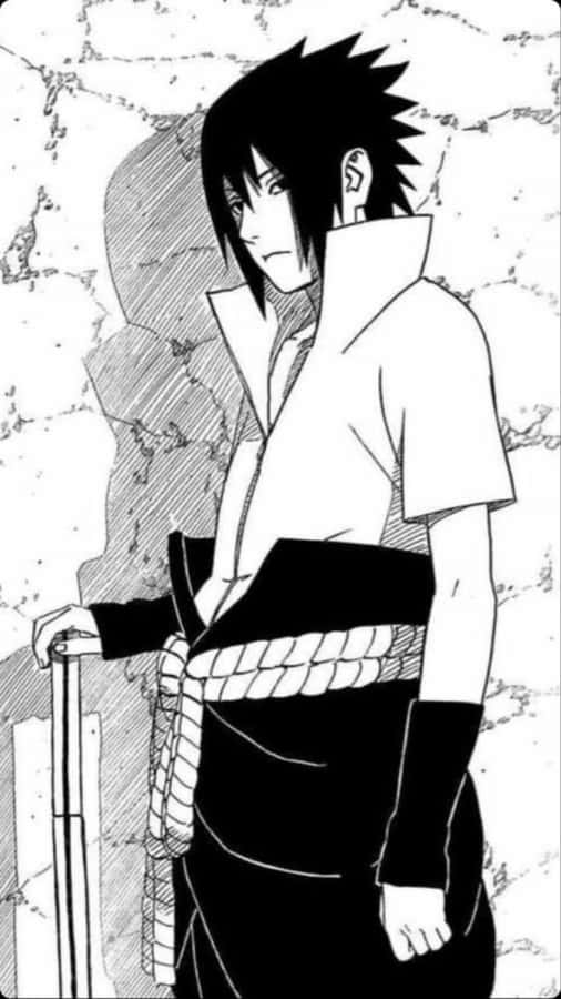 Sasuke_ Uchiha_ Manga_ Artwork_ B W Wallpaper