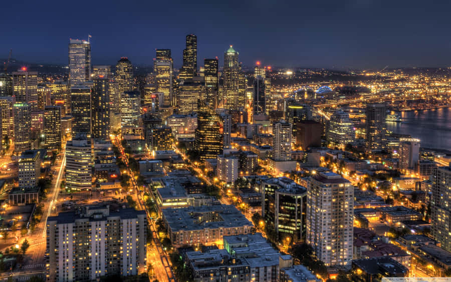 Seattle Skyline At Night Wallpaper