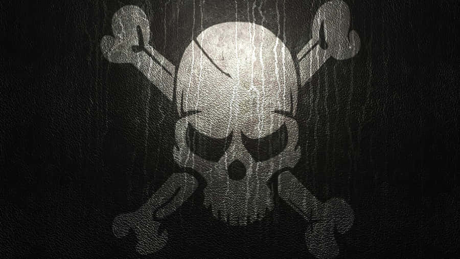 Skull And Crossbones Black Leather Wallpaper