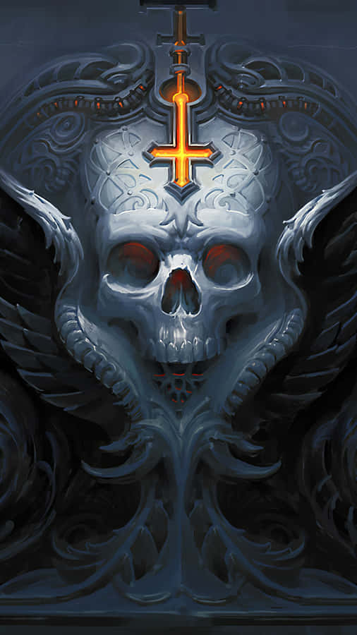 Skull And Crossbones With Gold Cross Wallpaper