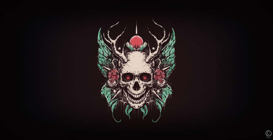 Skull And Crossbones With Roses Wallpaper