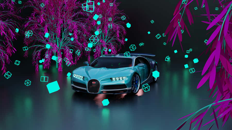 Sleek, Fast And Stylish - The Neon Bugatti Wallpaper