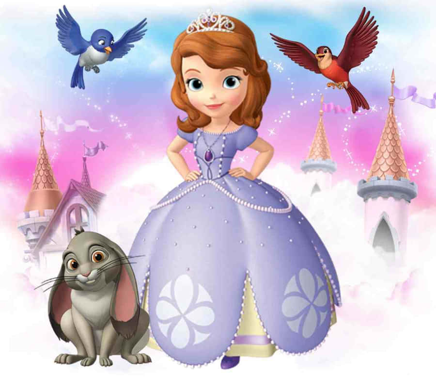 Sofia The First In Her Enchanting Purple Dress Wallpaper