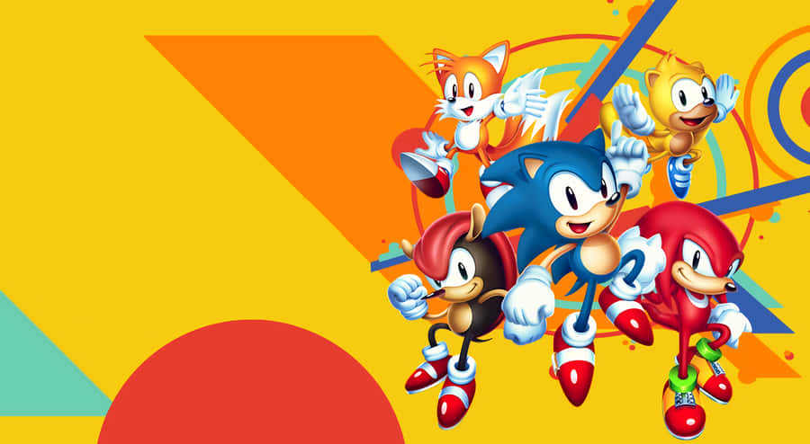 Sonic The Hedgehog Happily Running Through The Classic Green Hill Zone Wallpaper