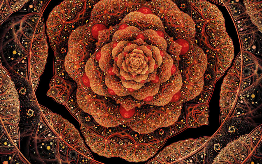 Sparkling Gold Petals Fractals Wallpaper