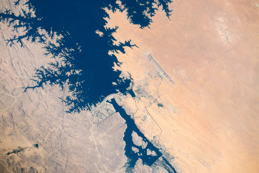 Spectacular Aerial View Of Aswan High Dam Wallpaper
