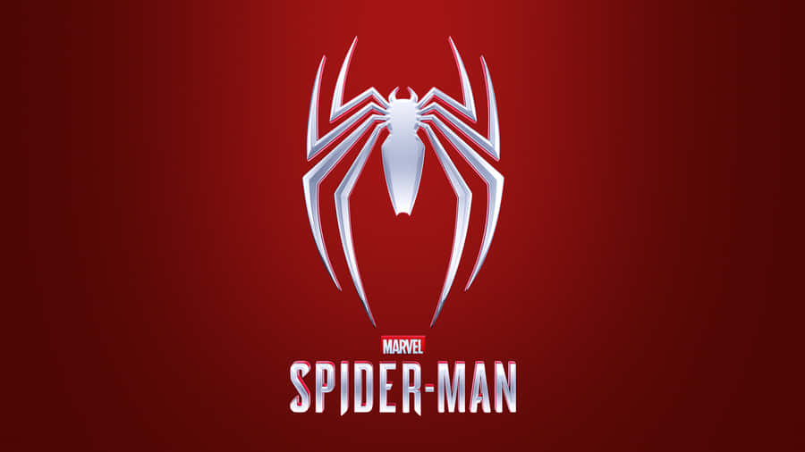 Spider Man Ps4 Silver Logo On Red Desktop Wallpaper