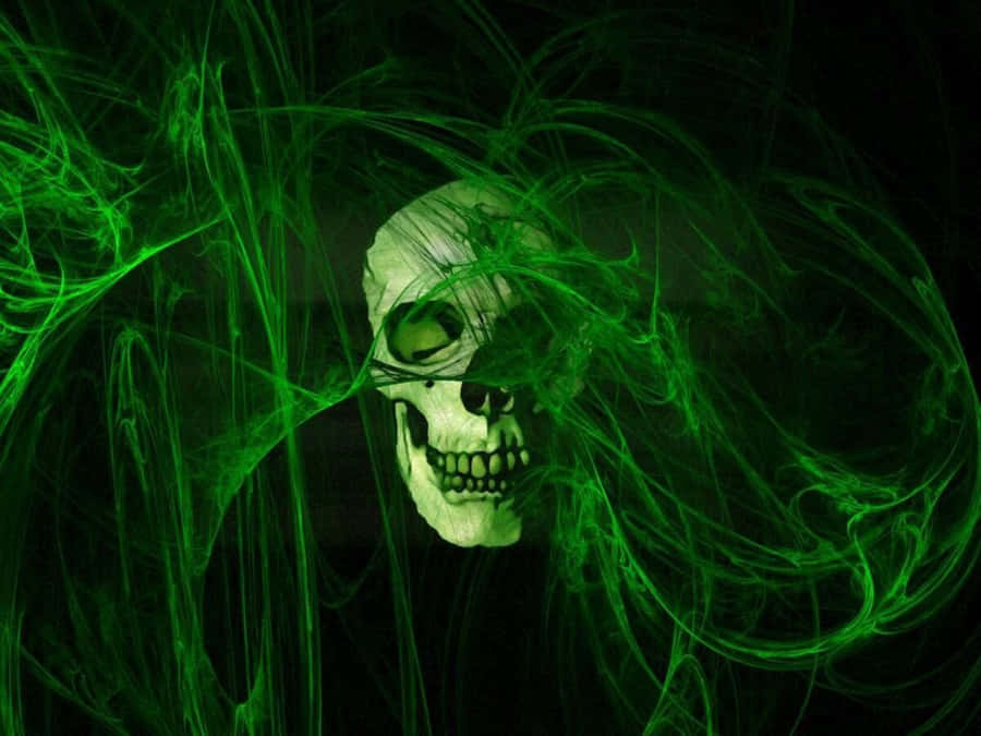 Spooky Halloween Skeleton Illuminated In The Dark Wallpaper