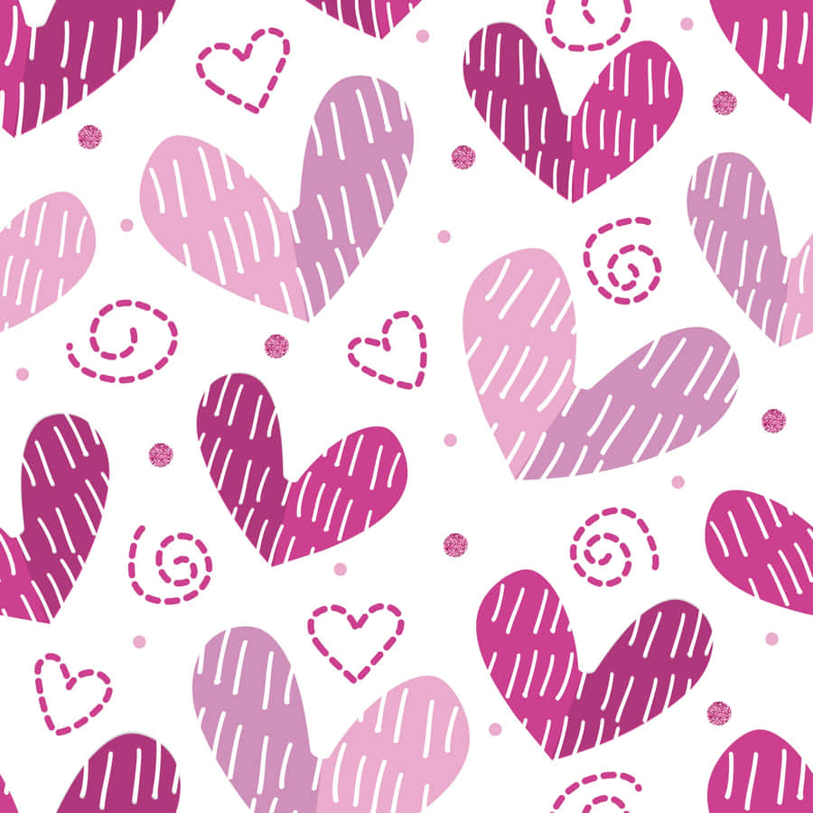 “spread Love And Sparkle With Glitter Pink Hearts” Wallpaper