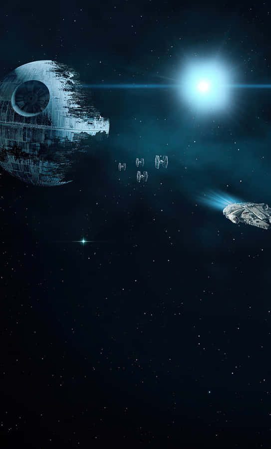 Star Wars Death Starand Millennium Falcon Wallpaper