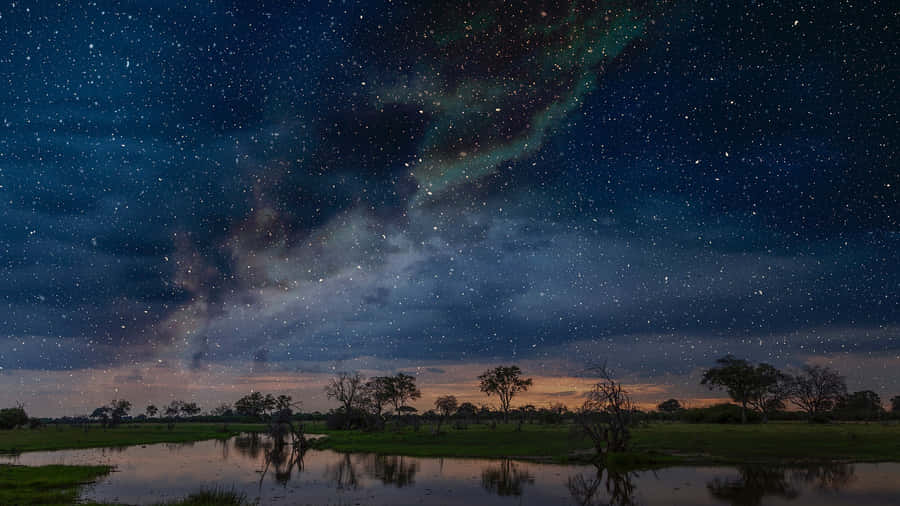 Starry Night On The Okavango Delta Wallpaper
