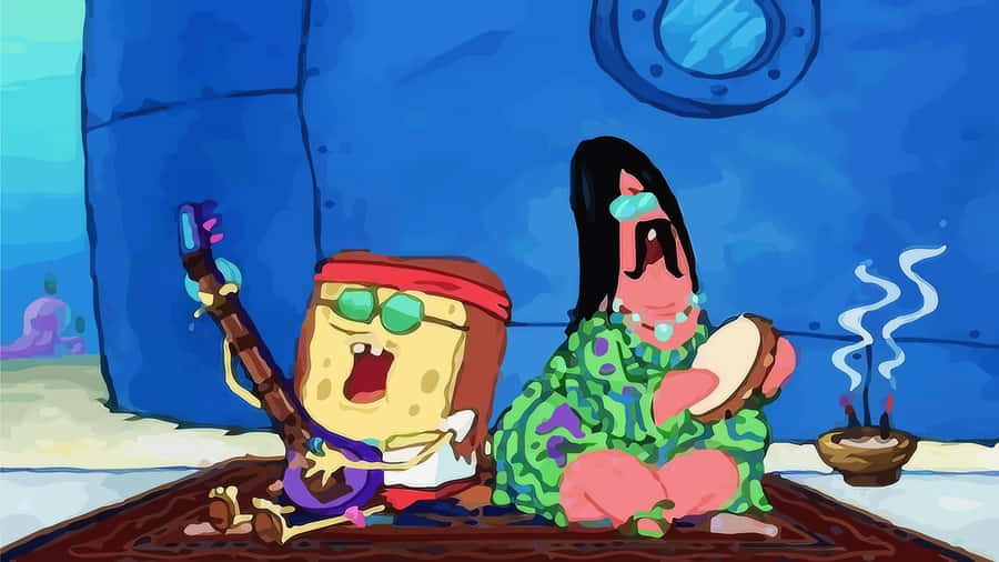 Street Musician Aesthetic Spongebob Desktop Wallpaper