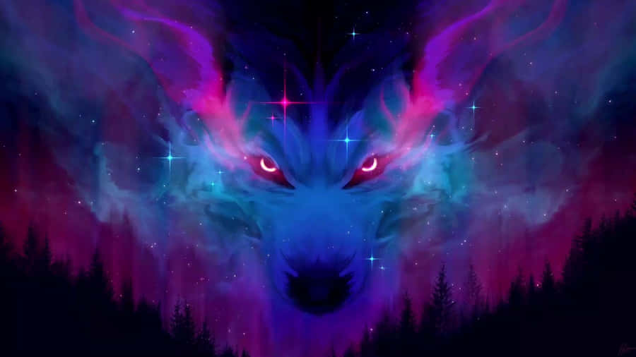 Stunning Pink Wolf In The Wilderness Wallpaper