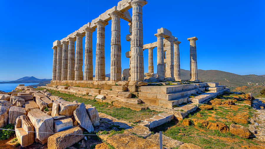 Sunlight At Temple Of Poseidon Wallpaper