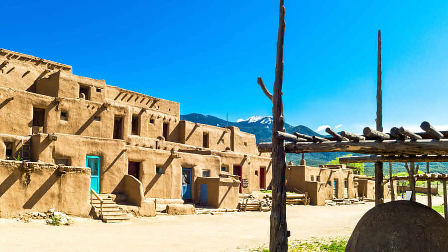 Sunny Day In Taos Pueblo Wallpaper
