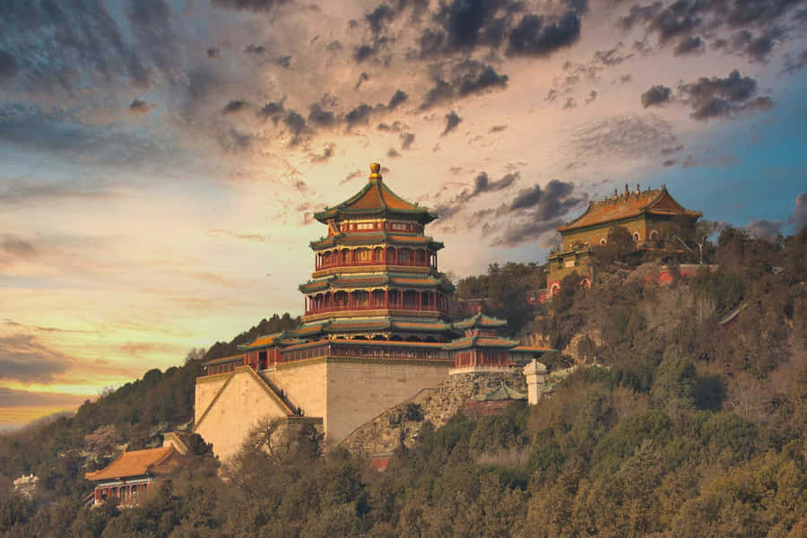 Sunset At Summer Palace Longevity Hill Wallpaper