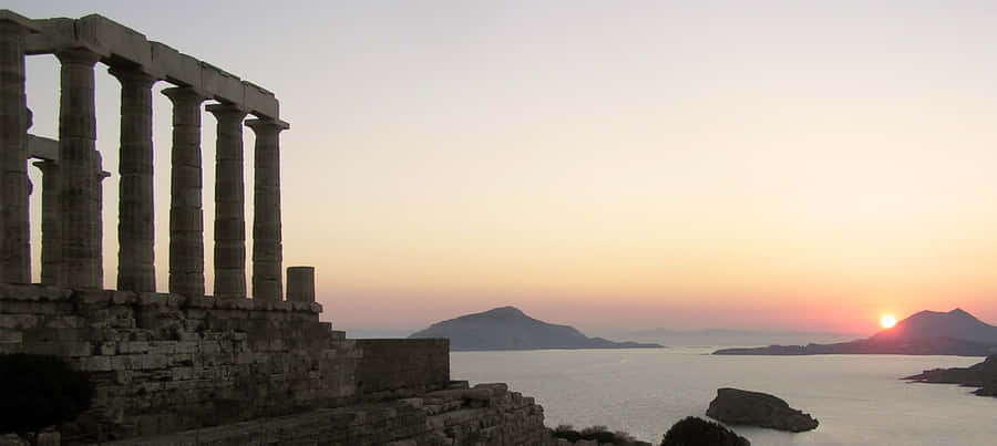 Sunset By Cape Sounion Wallpaper