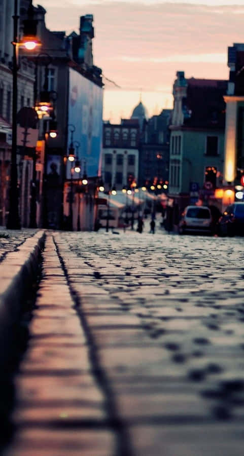 Sunset City Iphone Worm Angle View Wallpaper