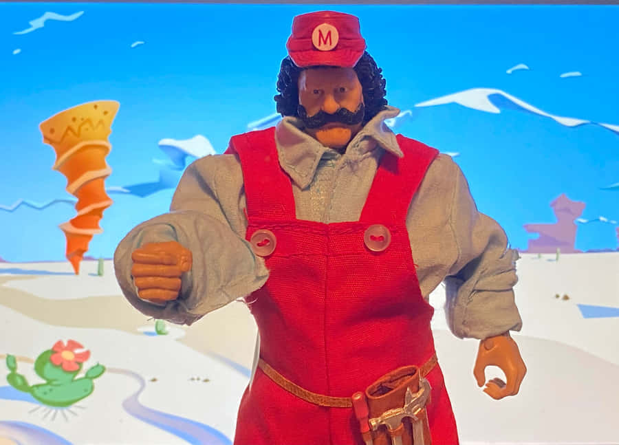 Super Mario Figure Snowy Backdrop Wallpaper